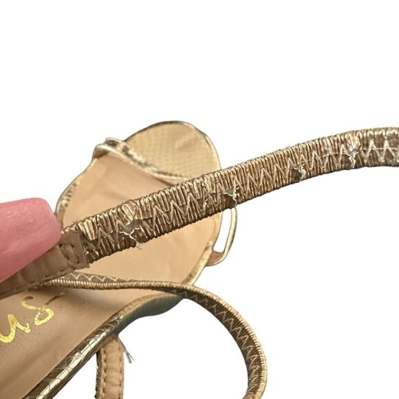 Lulu’s Adelle Light Gold Snake Embossed Ankle Strap Heels Women's 9 Gold - Picture 8 of 12